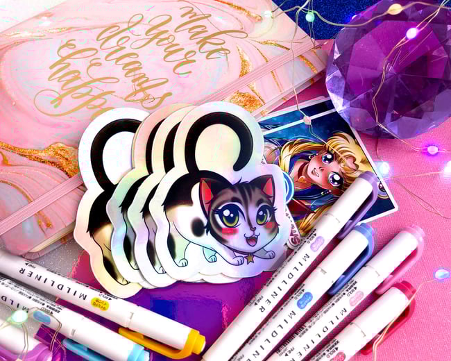 Cowbelle Holographic Cat Sticker 3 x 3.5