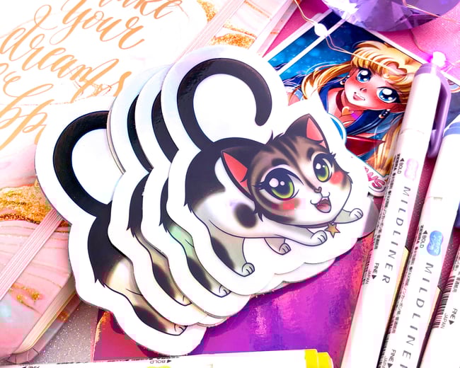 Cowbelle Holographic Cat Sticker 3 x 3.5