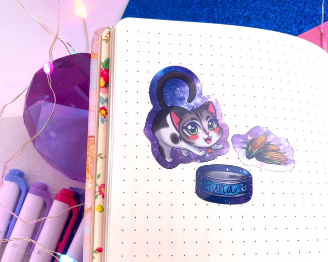 Bear Cat Siblings HOLOGRAPHIC Sticker Set 5 x 7