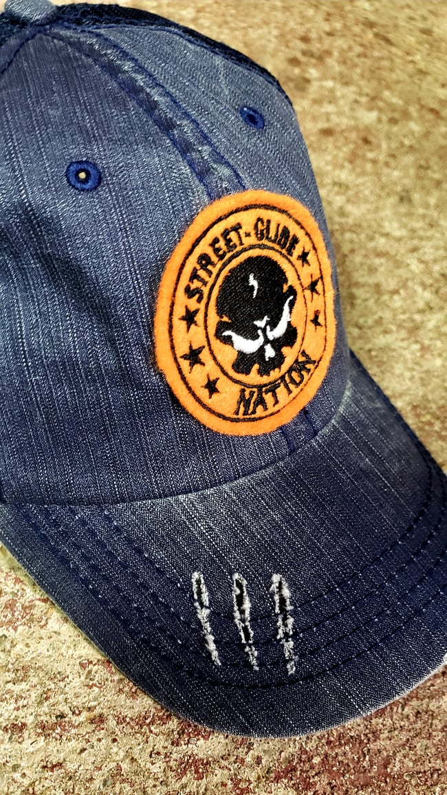 Street Glide Nation Felt patched Distressed trucker cap