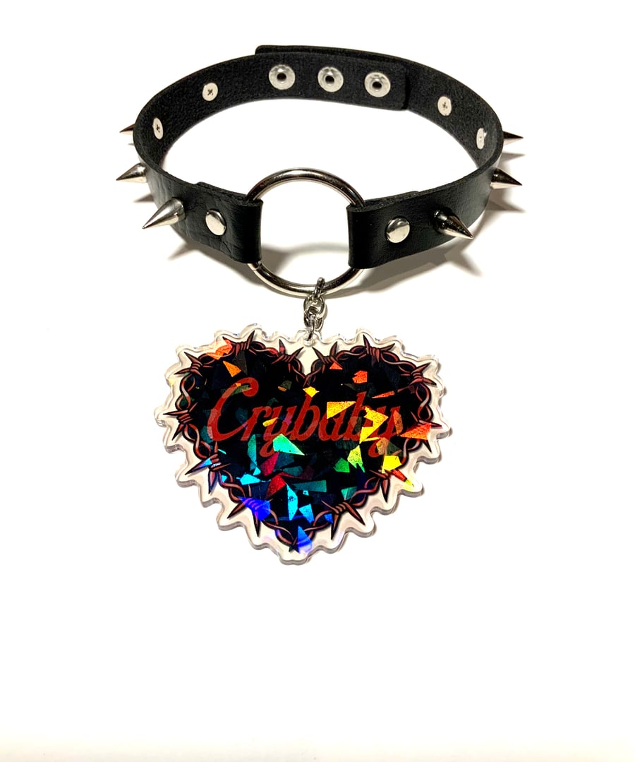 Image of Crybaby Barbed Wire Heart O-Ring Choker