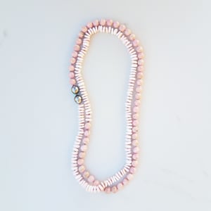 Rhodochrosite, Conch Shell, & Pearl Helix Necklace 