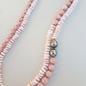 Rhodochrosite, Conch Shell, & Pearl Helix Necklace 