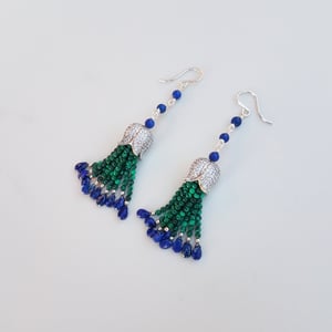 Malachite & Lapis Mini Tassel Earrings 