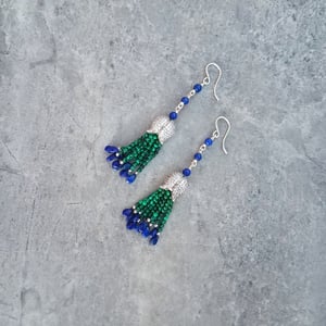 Malachite & Lapis Mini Tassel Earrings 