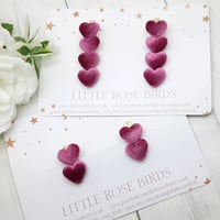 Image 1 of Rose Pink Velvet Heart Clips 