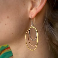 Image 1 of Tri-Colour Oval Earrings