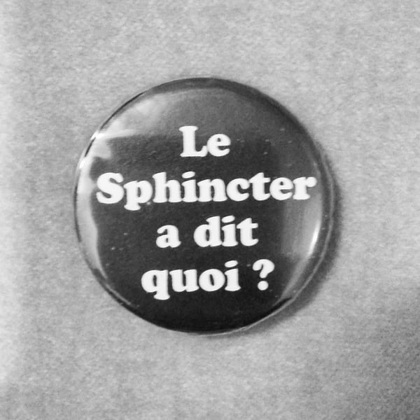 Image of badge wayne's world - sphincter