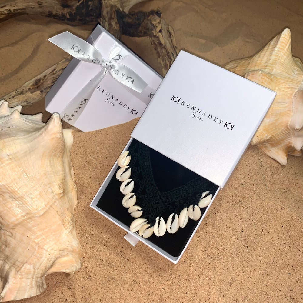 Image of Crochet shell necklace/ choker (black)