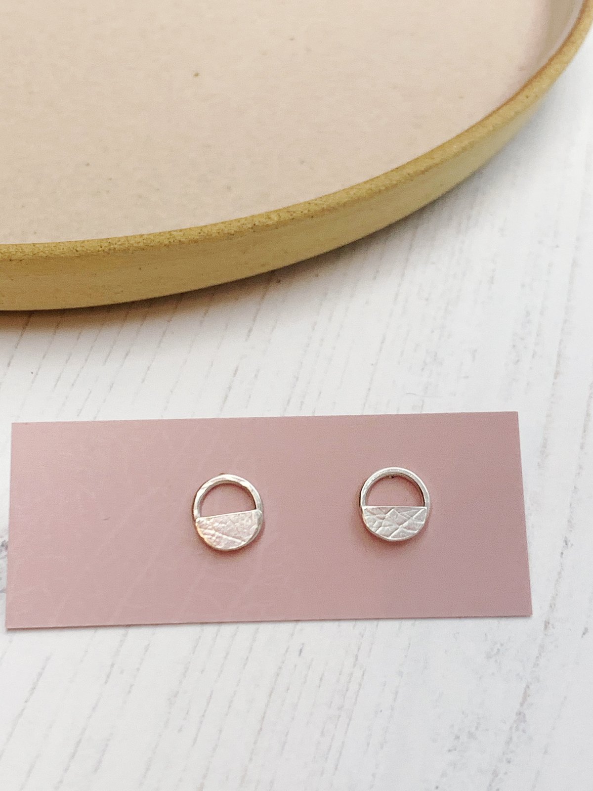 Image of Circle and semi circle stud earrings