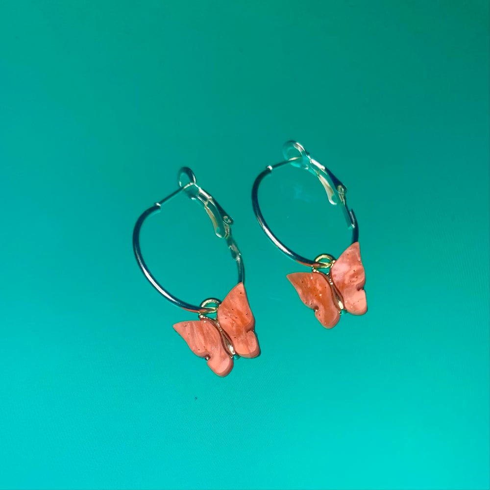 Image of Salmon Butterfly Hoops