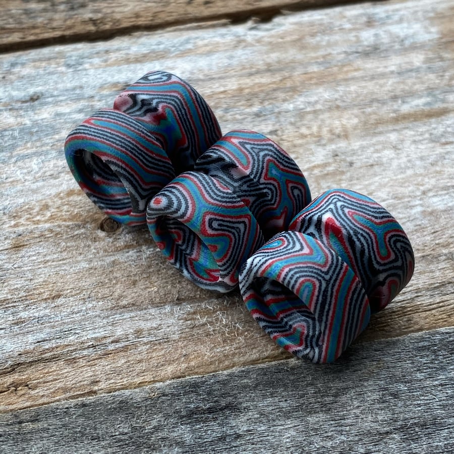 Image of Crazy Fiber Micarta Electric Zebra BLB (Big Lil Bead)