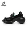 Microfiber Leather Black Platform Shoes