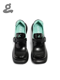Image 3 of Microfiber Leather Black Platform Shoes