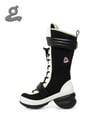 Black/White Lace-up Boxing Boots