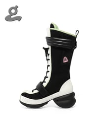 Image 2 of Black/White Lace-up Boxing Boots