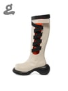 Cream Elastic Tape Boots