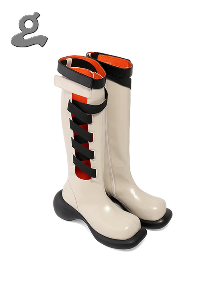 Image of Cream Elastic Tape Boots