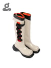 Cream Elastic Tape Boots