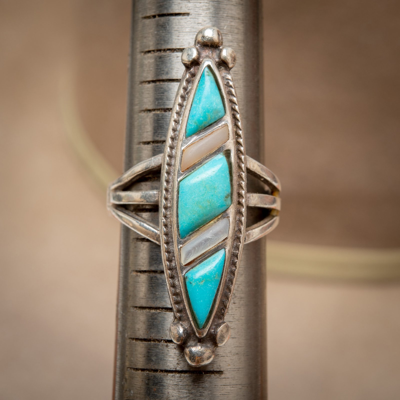 Zuni Sterling Silver Ring by Zuni Silversmith with Turquoise and 
