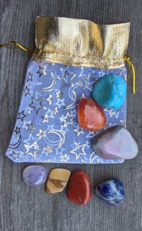 Chakra Stone Set, Gold Star and Moon Bag