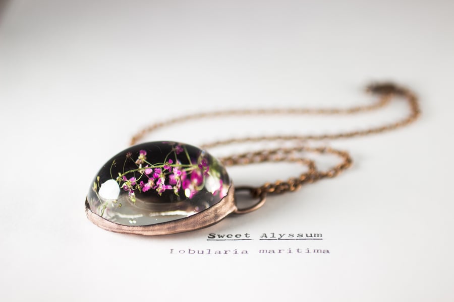 Image of Sweet Alyssum (Lobularia maritima) - Copper Plated Necklace #1
