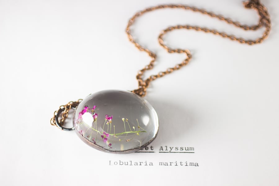 Image of Sweet Alyssum (Lobularia maritima) - Copper Plated Necklace #2