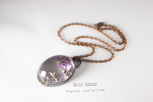 Image of Wild Thyme (Thymus serpyllum) - Copper Plated Necklace #1