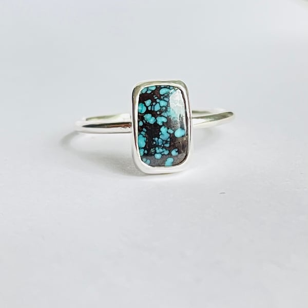 Image of Silver rectangle turquoise ring