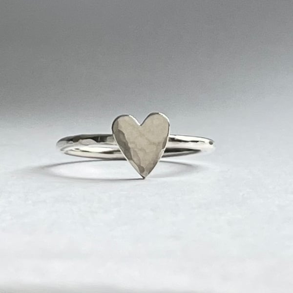 Image of Silver stacking heart ring