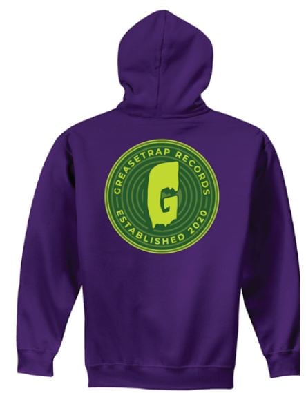 Greasetrap Records - Purple Hoodie (Green logo)