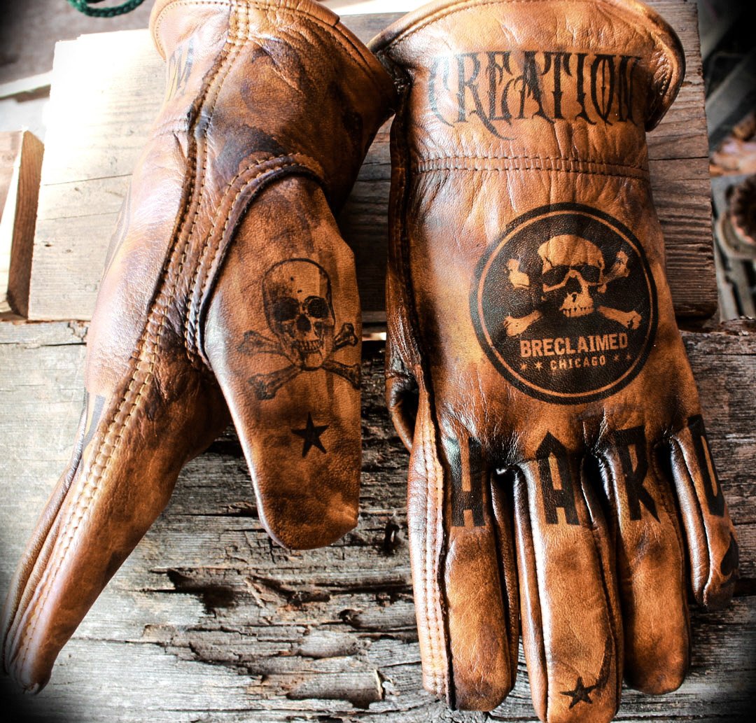 Tattooed and branded gloves | Greezmunky Kustoms