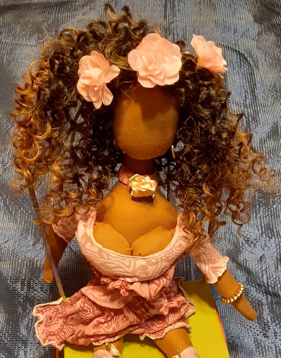 Image of One of of a kind, handmade cloth doll.
