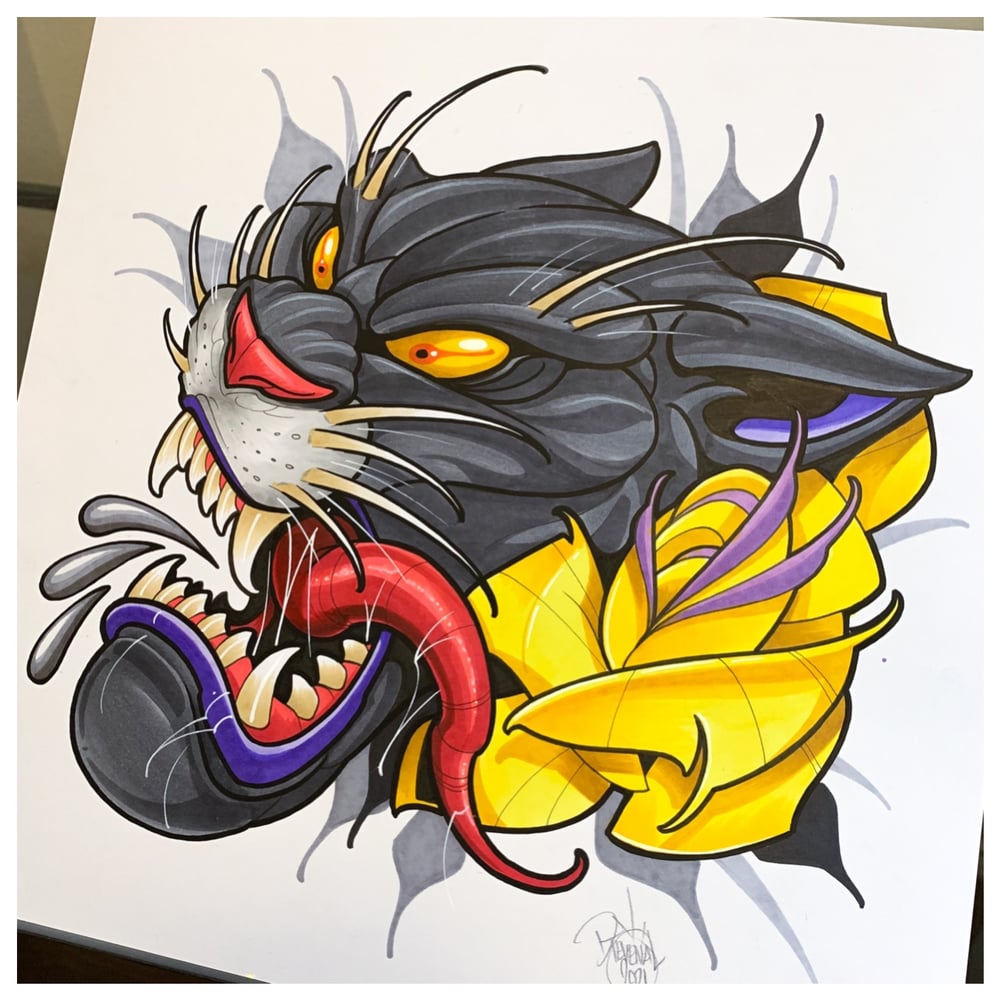 Image of 12x12 Panther with Yellow Rose
