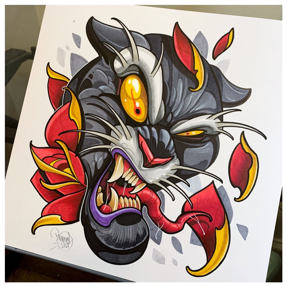 Image of 12x12 Confused Panther with Rose