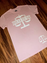 Image 1 of Pink & White "DIFFERENT" t-shirt