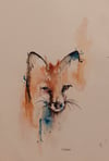 Original Watercolour Fox Painting 