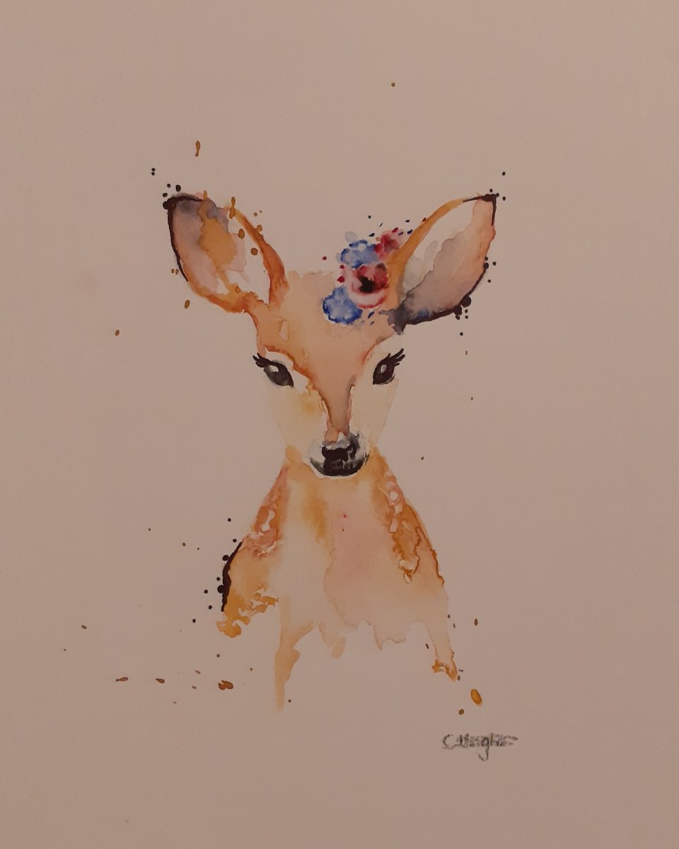 Original Bambi Watercolour Painting | Charlotte Hughes Art