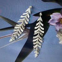 Image 1 of Silver Skeleton Leaf Earrings