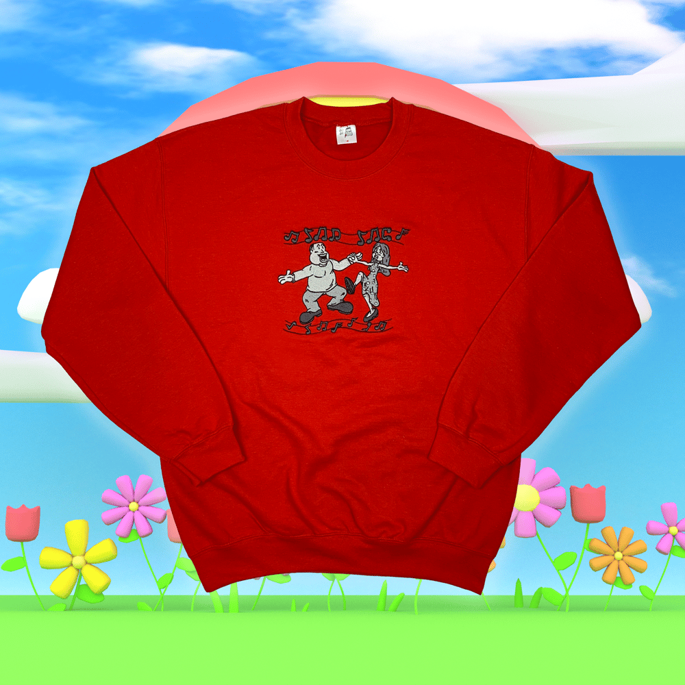 Image of “Sad Sac meets Cry Bby” embroidered sweatshirt (Red)