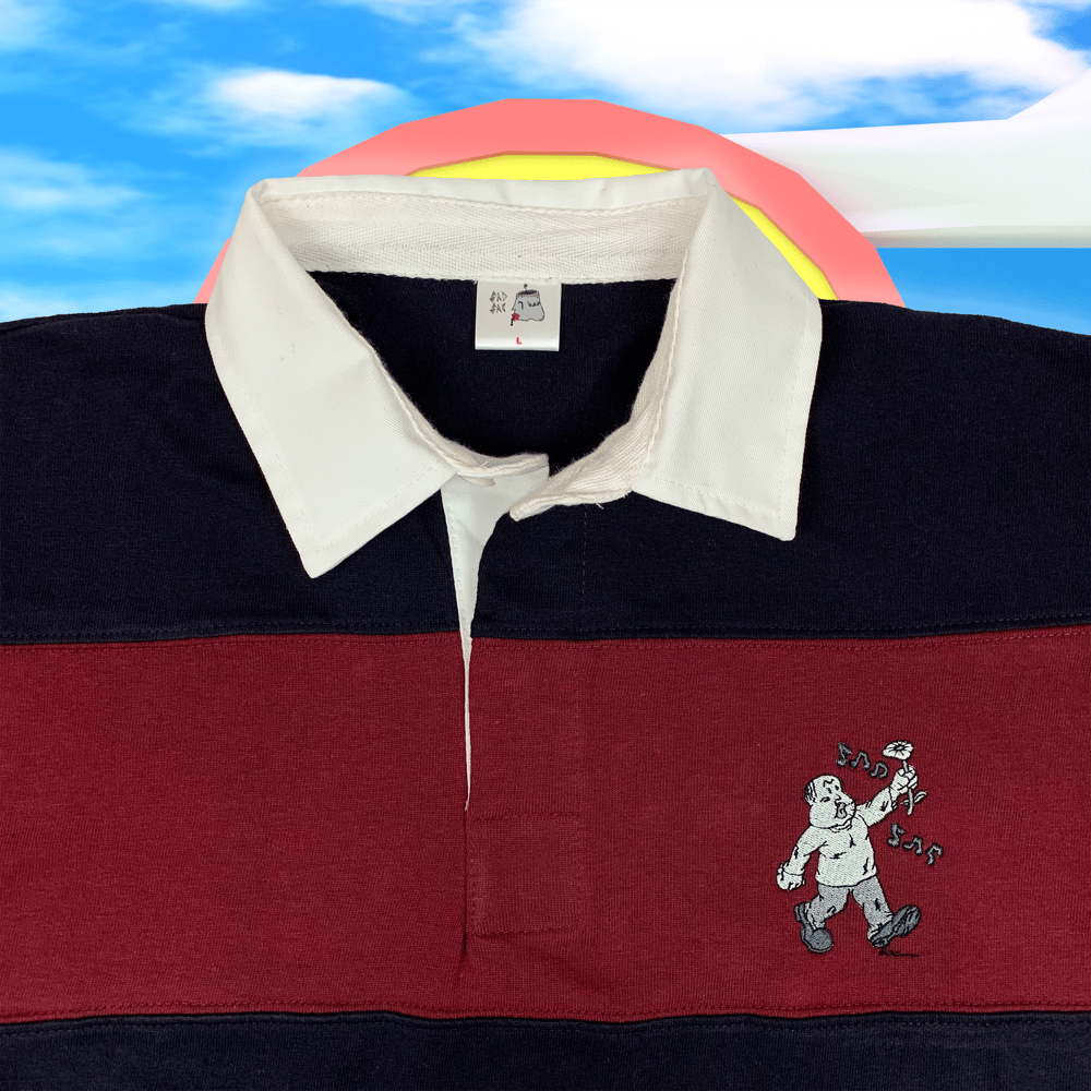 Image of "Sad Sac" embroidered rugby shirt (Burgundy) 