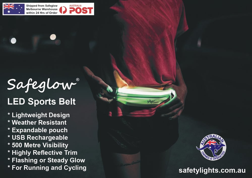 Image of Safeglow® LED Jogging & Cycling Belt. Rechargeable. Plus FREE $11.95 LED Wrist Band with Order.