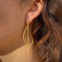 Image 3 of Gold 3D Leaf Earrings
