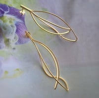 Image 1 of Gold 3D Leaf Earrings