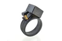 Image 2 of Contemporary ring. Imperial topaz and zircon in oxidised silver by Chris Boland Jewellery