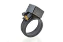 Contemporary ring. Imperial topaz and zircon in oxidised silver by Chris Boland Jewellery