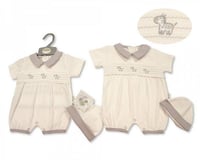 Image 2 of Smocked Baby Romper with Hat - Zebra