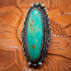 Billy Slim Navajo Silversmith Sterling Silver and Tyrone Turquoise Ring Size 8.5