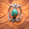 Navajo Sandcast Sterling Silver Ring with Turquoise Nugget Stone Size 6