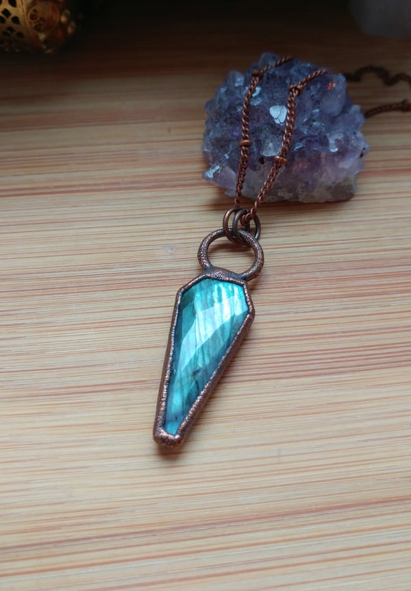 Image of Double Sided Labradorite Coffin Penadnt